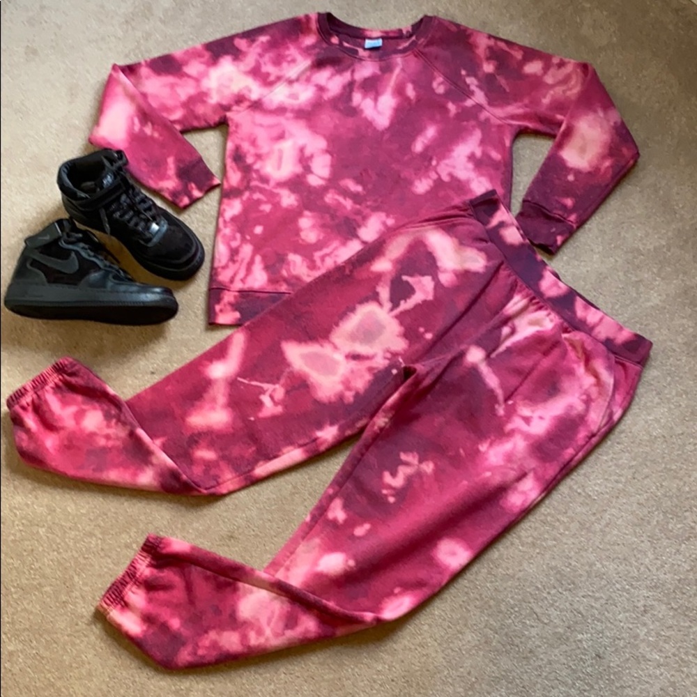 Custom bleach washed sweatpants reverse tie dye